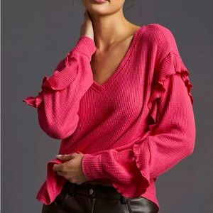 Anthropologie Pilcro Ruffled V-neck Top